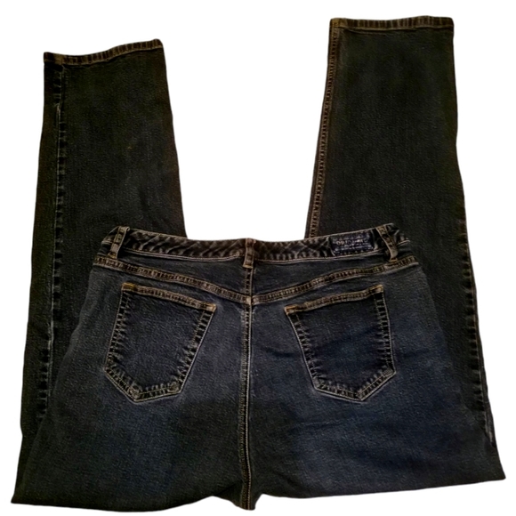 LIZ CLAIBORNE Vintage Women's Dark Blue Straight Leg Stretch Jeans Size 12R - Picture 2 of 4